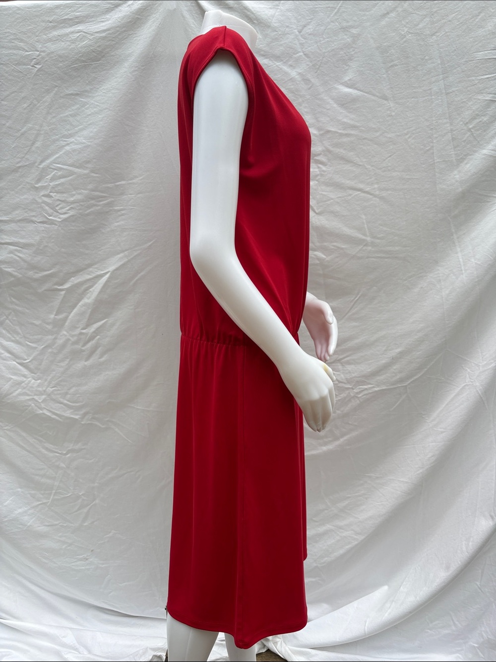 Talbots Red Midi Cap-Sleeve Elastic-Waist Dress - Picture 8 of 9
